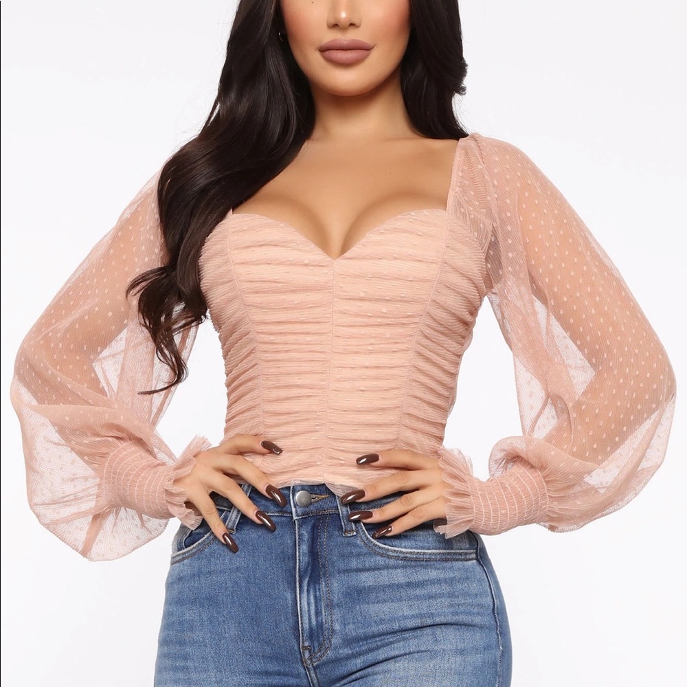 Fashion Nova Keep it Cute Top in Nude Size Medium